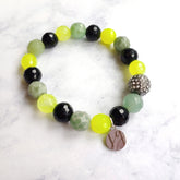 Black-Green-Neon-Yellow-Beaded-Stretch-Bracelet
